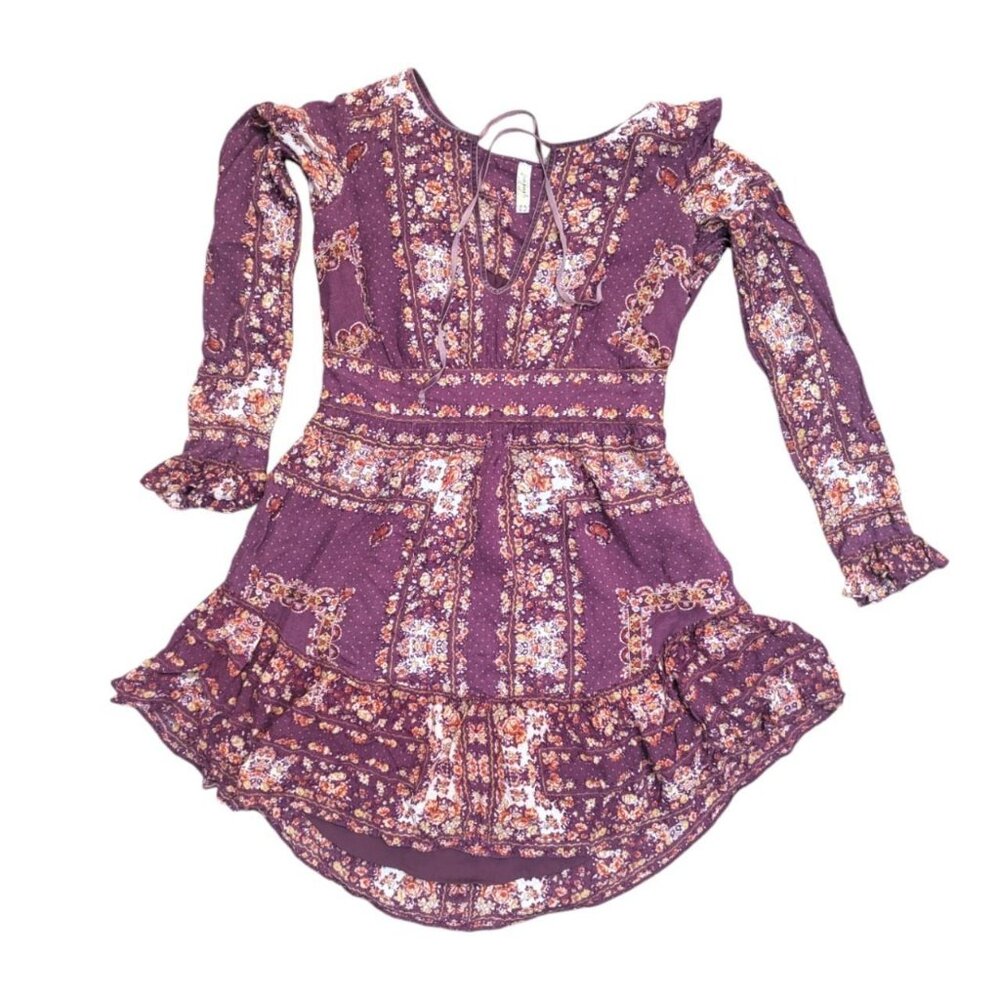 Free People Bridget Mini Boho Dress in Berry Size XS